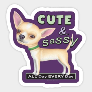 Cute chihuahua dog posing cutely on Chihuahua with Green Collar tee Sticker